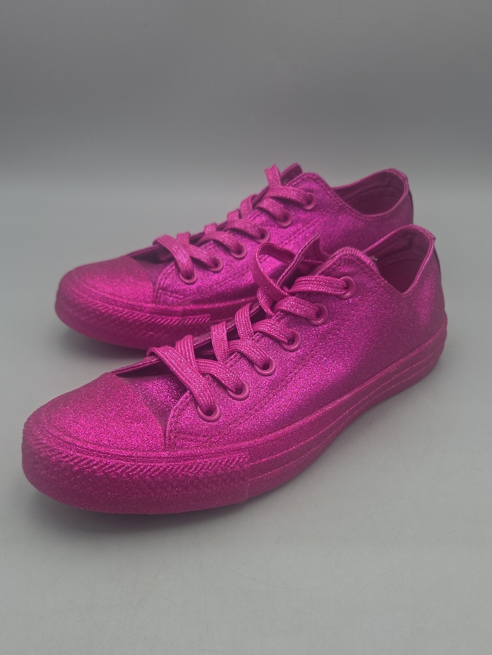 Converse All Star Shoes Womens 8 Hot Pink Sparkly Glitter Barbie Low Tops